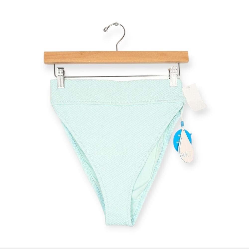 NWT WET Swimwear Mint Blue Mel Textured Bikini Bottom Size L